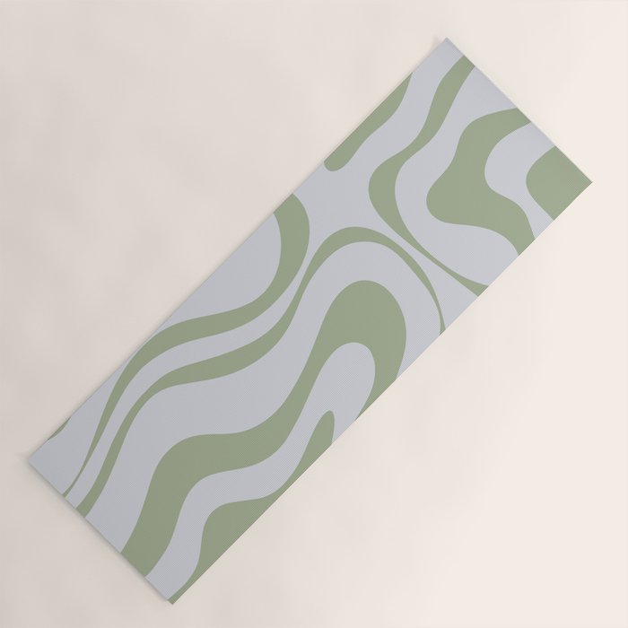 Sage and Silver Liquid Swirl Abstract Yoga Mat Gallery Image 1