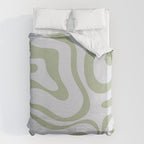 Sage and Silver Liquid Swirl Abstract Duvet Cover Gallery Image 6
