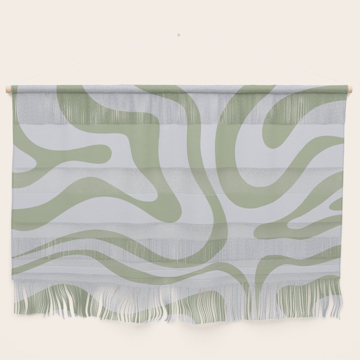 Sage and Silver Liquid Swirl Abstract Wall Hanging Gallery Image 1