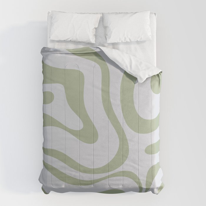 Sage and Silver Liquid Swirl Abstract Comforter Gallery Image 6