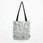 Sage and Silver Liquid Swirl Abstract Tote Bag Gallery Image 2