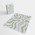 Sage and Silver Liquid Swirl Abstract Jigsaw Puzzle Gallery Image 2