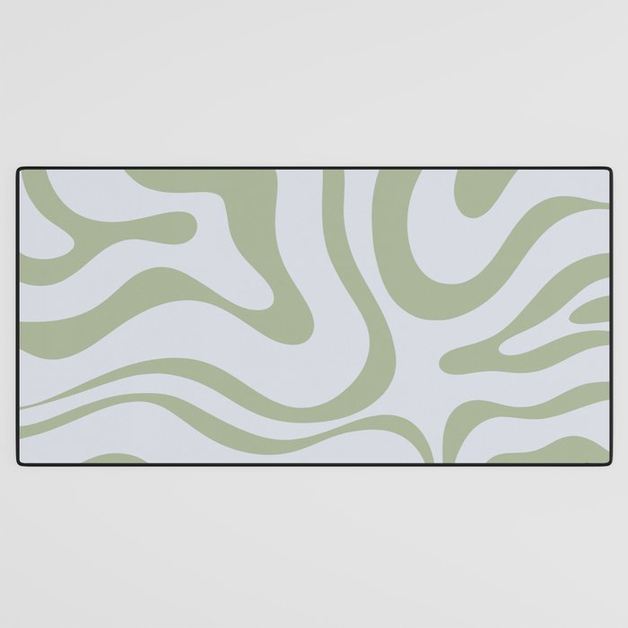 Sage and Silver Liquid Swirl Abstract Desk Mat Gallery Image 3