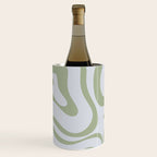 Sage and Silver Liquid Swirl Abstract Wine Chiller Gallery Image 1