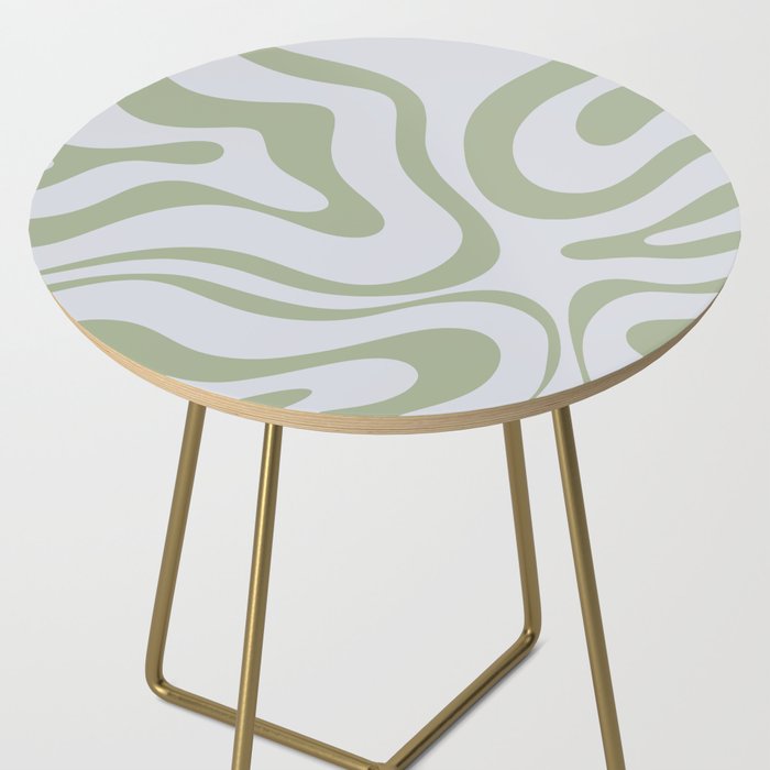 Sage and Silver Liquid Swirl Abstract Side Table Gallery Image 2