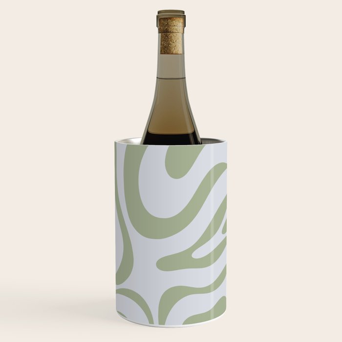 Sage and Silver Liquid Swirl Abstract Wine Chiller Gallery Image 3