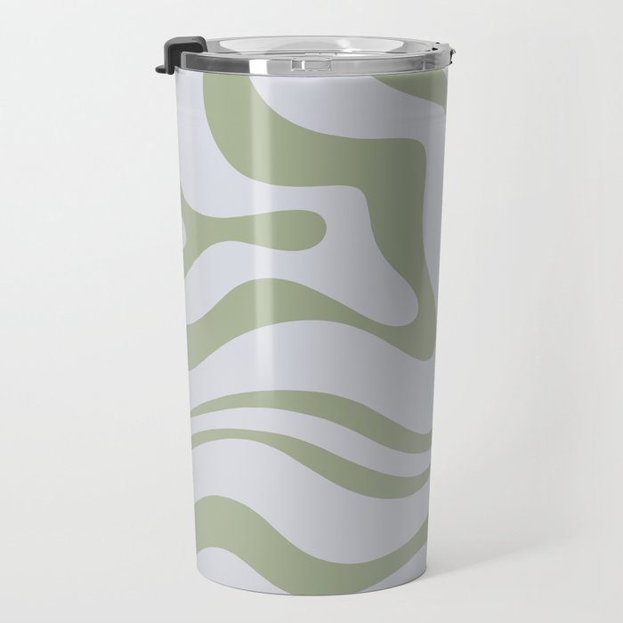 Sage and Silver Liquid Swirl Abstract Travel Mug Gallery Image 3