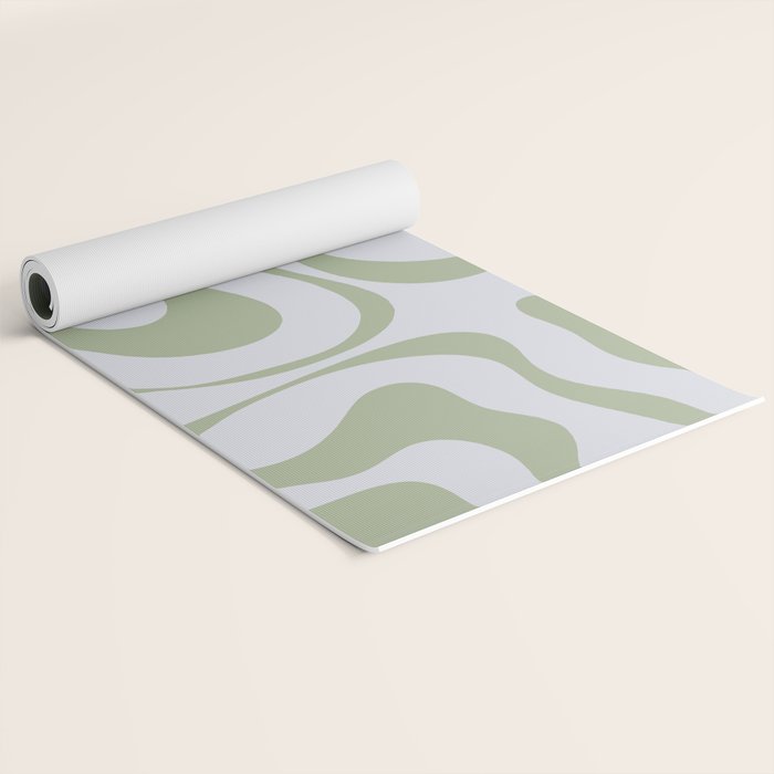 Sage and Silver Liquid Swirl Abstract Yoga Mat Gallery Image 2