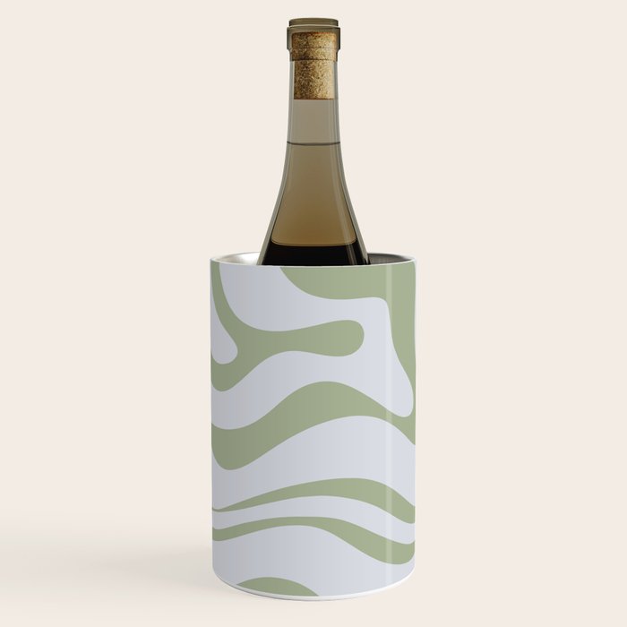 Sage and Silver Liquid Swirl Abstract Wine Chiller Gallery Image 2