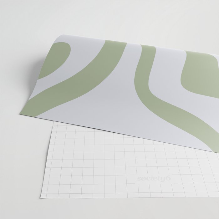 Sage and Silver Liquid Swirl Abstract Wrapping Paper Gallery Image 2