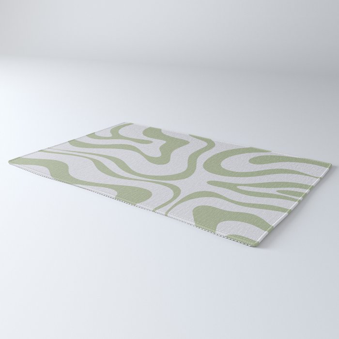 Sage and Silver Liquid Swirl Abstract Rug Gallery Image 3