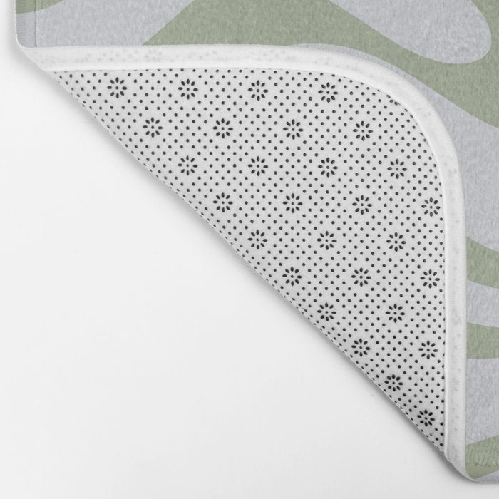 Sage and Silver Liquid Swirl Abstract Bath Mat Gallery Image 2