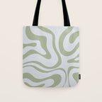 Sage and Silver Liquid Swirl Abstract Tote Bag Gallery Image 1