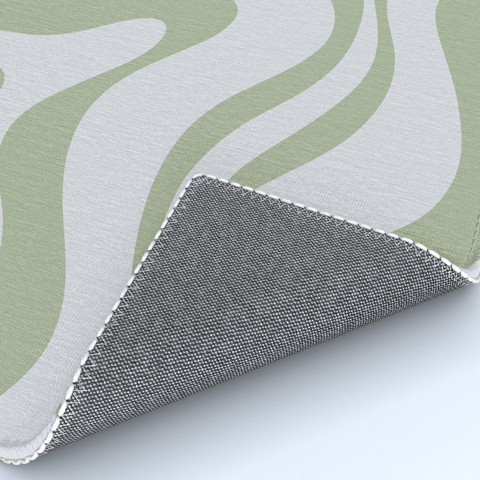 Sage and Silver Liquid Swirl Abstract Rug Gallery Image 4