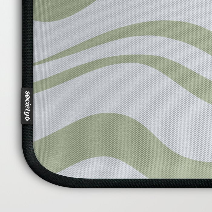 Sage and Silver Liquid Swirl Abstract Laptop Sleeve Gallery Image 3
