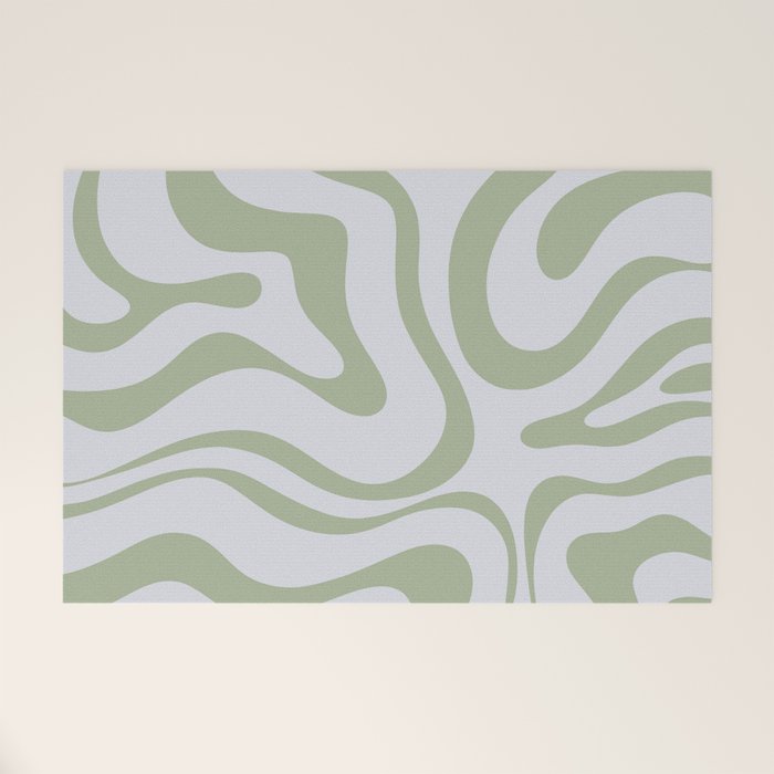 Sage and Silver Liquid Swirl Abstract Welcome Mat Gallery Image 1