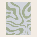 Sage and Silver Liquid Swirl Abstract Poster Gallery Image 4