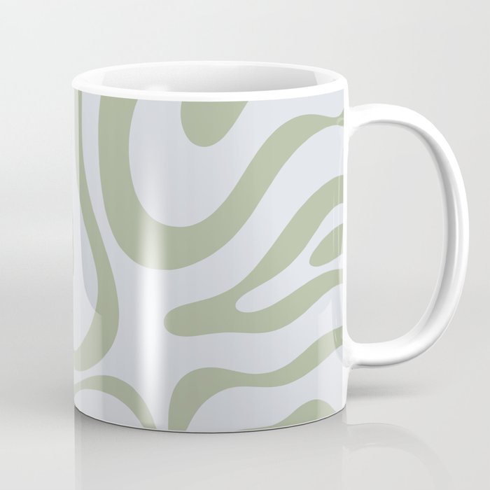 Sage and Silver Liquid Swirl Abstract Coffee Mug Gallery Image 1