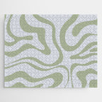 Sage and Silver Liquid Swirl Abstract Jigsaw Puzzle Gallery Image 1