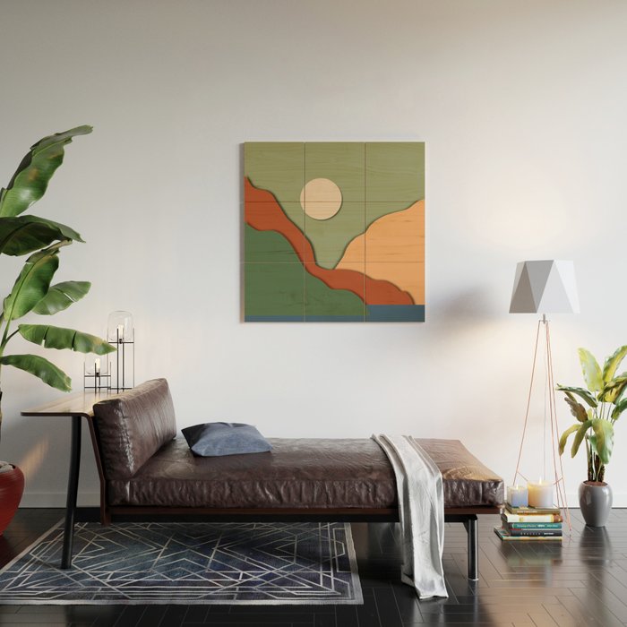 Minimal lake side view  Wood Wall Art Gallery Image 2