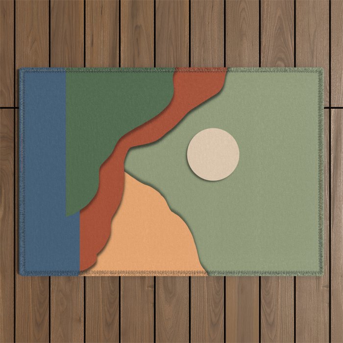 Minimal lake side view  Outdoor Rug Gallery Image 1