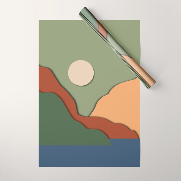 Minimal lake side view  Wrapping Paper Gallery Image 1