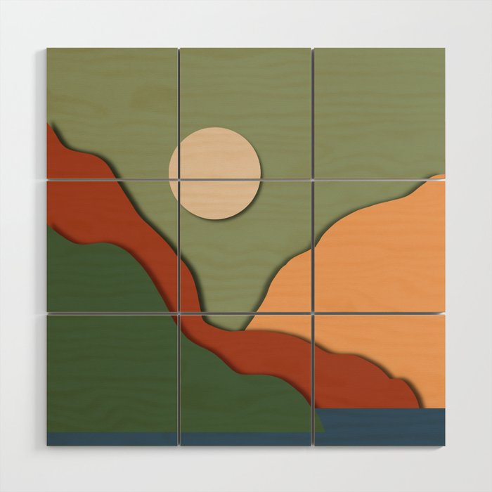 Minimal lake side view  Wood Wall Art Gallery Image 1