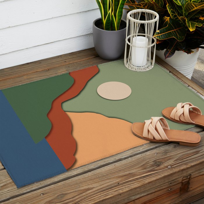 Minimal lake side view  Outdoor Rug Gallery Image 2