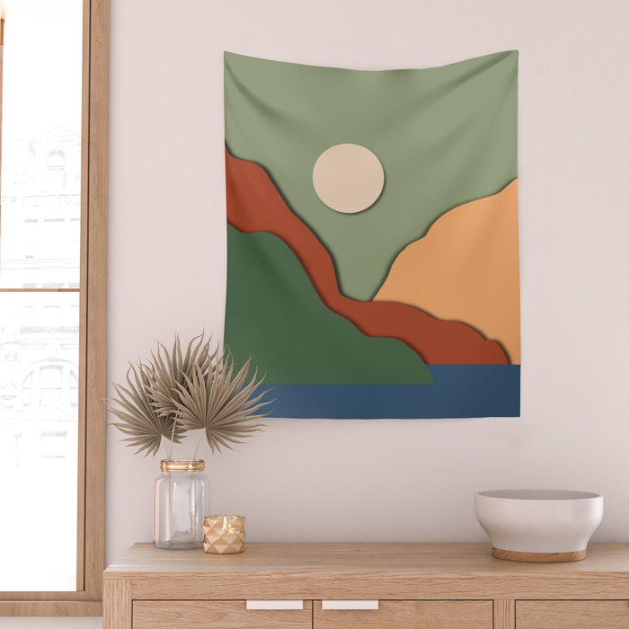 Minimal lake side view  Wall Tapestry Gallery Image 2