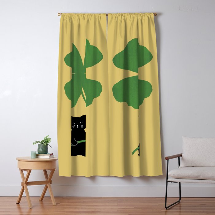 Cat with clover Window Curtain Gallery Image 5