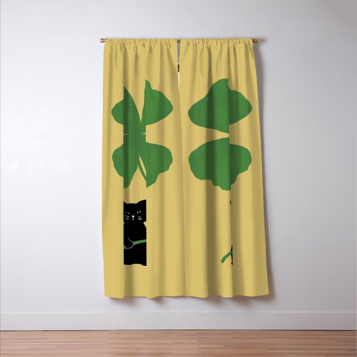 Cat with clover Window Curtain Gallery Image 3
