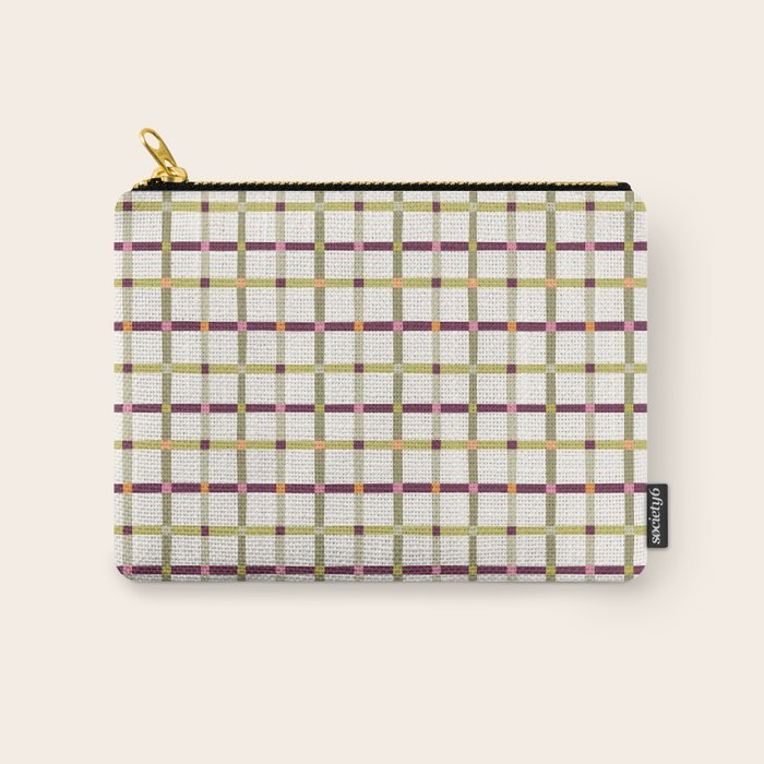 Windowpane Plaid - Olive Green and Burgundy Carry All Pouch Gallery Image 1