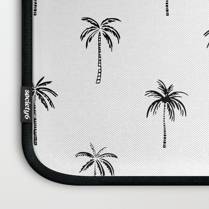 Black and white tropical palm tree pattern Laptop Sleeve Gallery Image 3
