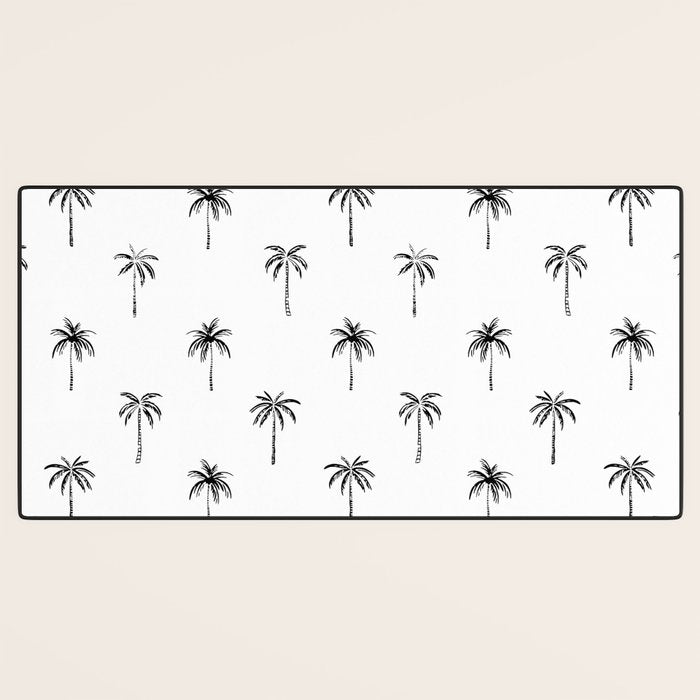 Black and white tropical palm tree pattern Desk Mat Gallery Image 3