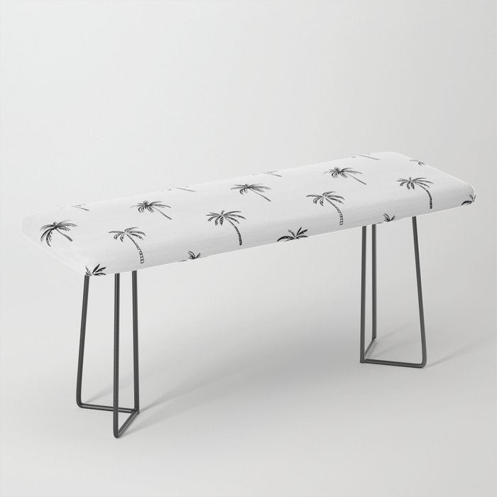 Black and white tropical palm tree pattern Bench Gallery Image 1