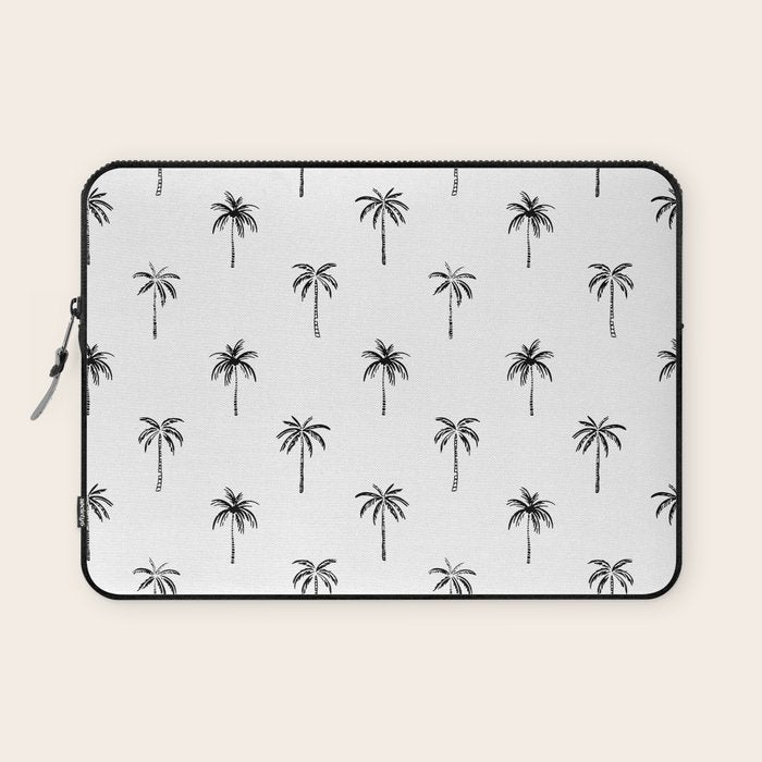 Black and white tropical palm tree pattern Laptop Sleeve Gallery Image 1