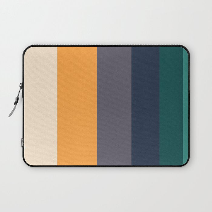 Mid Century Modern Minimalist Color Block Pattern Yellow Grey Green Laptop Sleeve Gallery Image 1