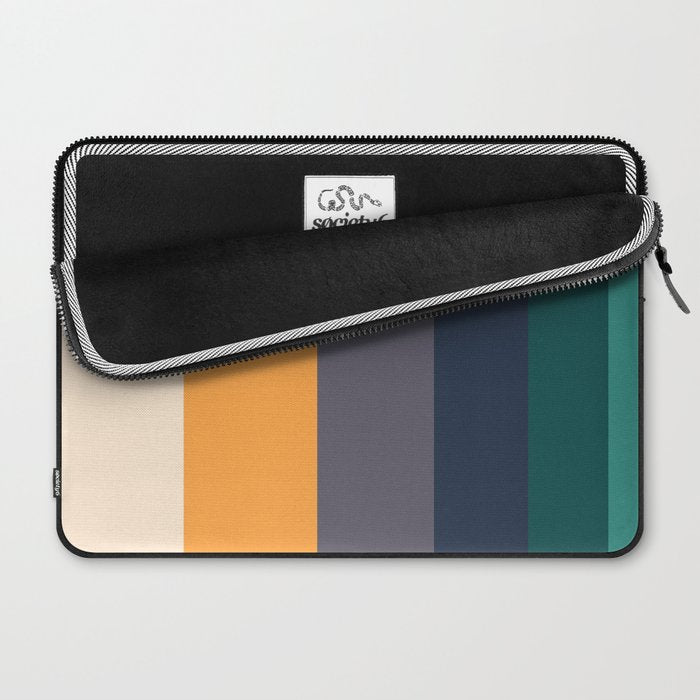 Mid Century Modern Minimalist Color Block Pattern Yellow Grey Green Laptop Sleeve Gallery Image 2