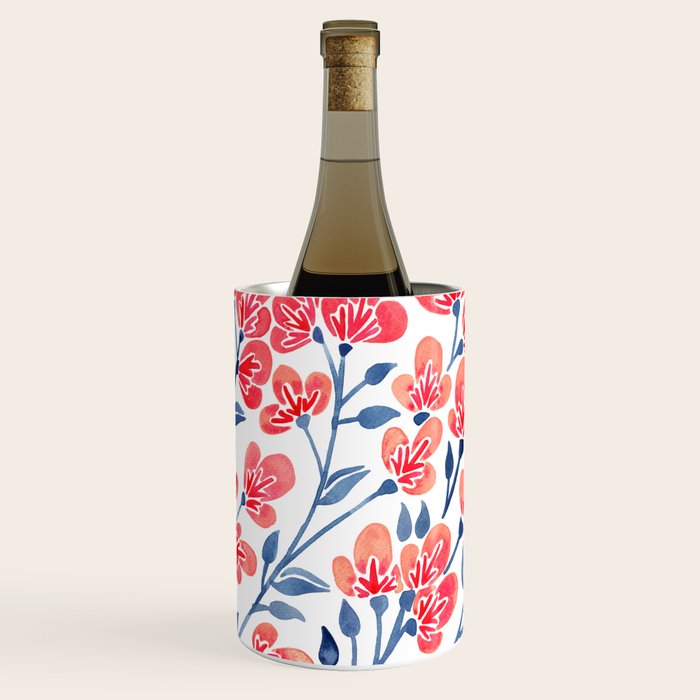 Cherry Blossoms - Melon & Navy Palette Wine Chiller Gallery Image 1
