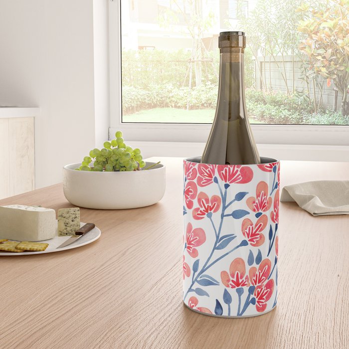 Cherry Blossoms - Melon & Navy Palette Wine Chiller Gallery Image 4