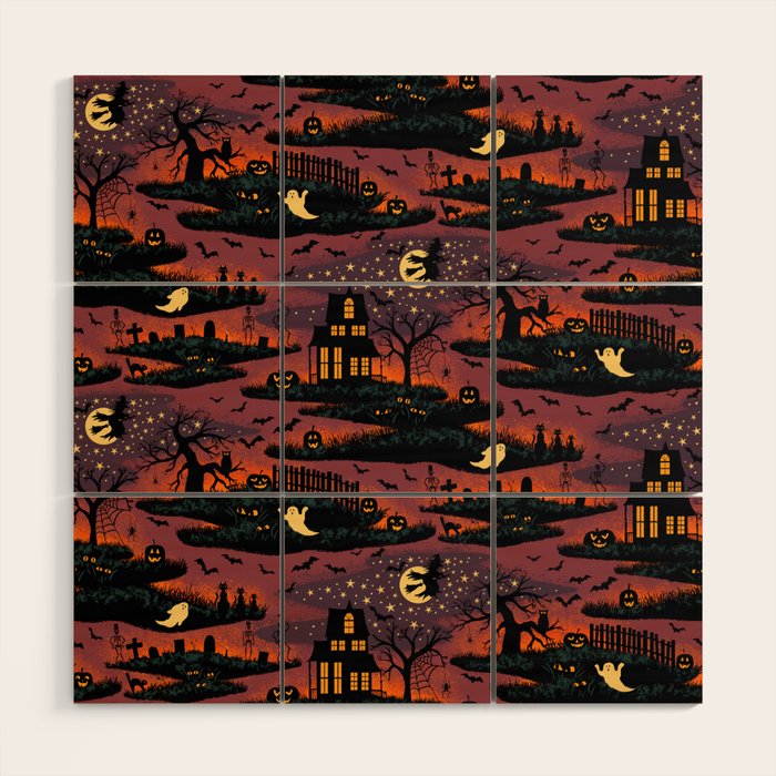 Halloween Night - Bonfire Glow Wood Wall Art Gallery Image 1