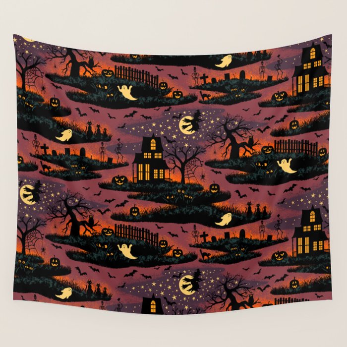 Halloween Night - Bonfire Glow Wall Tapestry Gallery Image 4