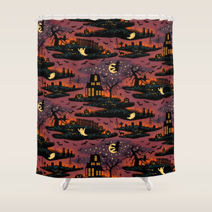 Halloween Night - Bonfire Glow Shower Curtain Gallery Image 1