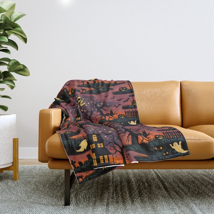 Halloween Night - Bonfire Glow Throw Blanket Gallery Image 1