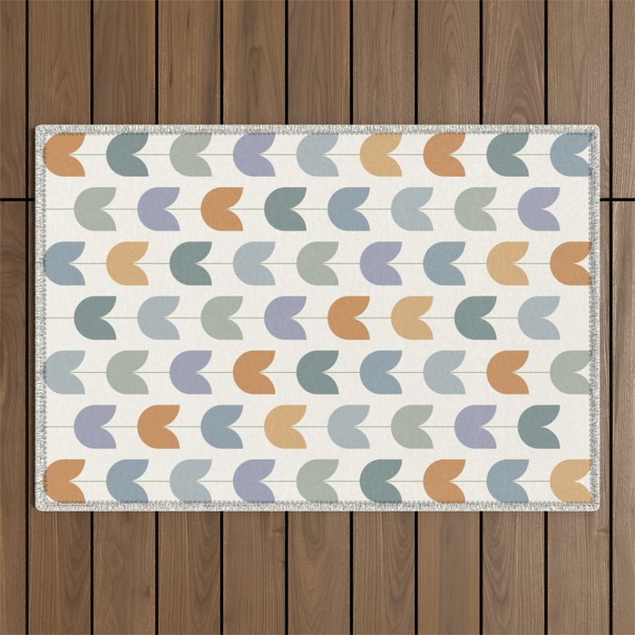 Spring Tulips XI Natural Multicolor Mid Century Flowers Outdoor Rug Gallery Image 1