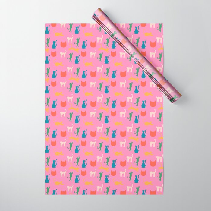 Rainbow Cats in Pencil  Wrapping Paper Gallery Image 1