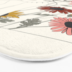 Colorful Thoughts Minimal Line Girl with Sunflowers Bath Mat Gallery Image 3