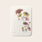 Colorful Thoughts Minimal Line Girl with Sunflowers Bath Mat Gallery Image 1