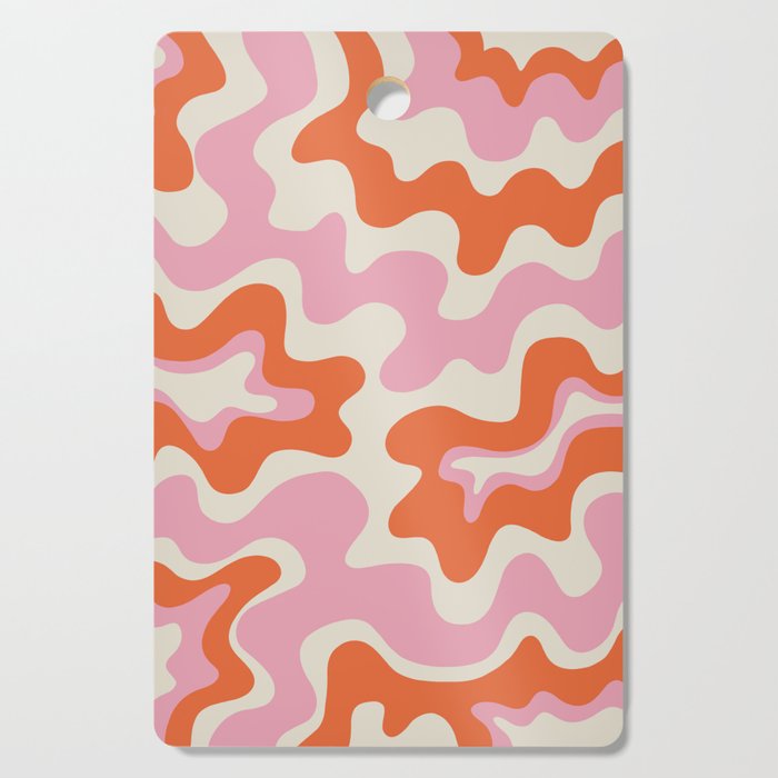 Pink and orange retro style liquid swirls Cutting Board Gallery Image 1