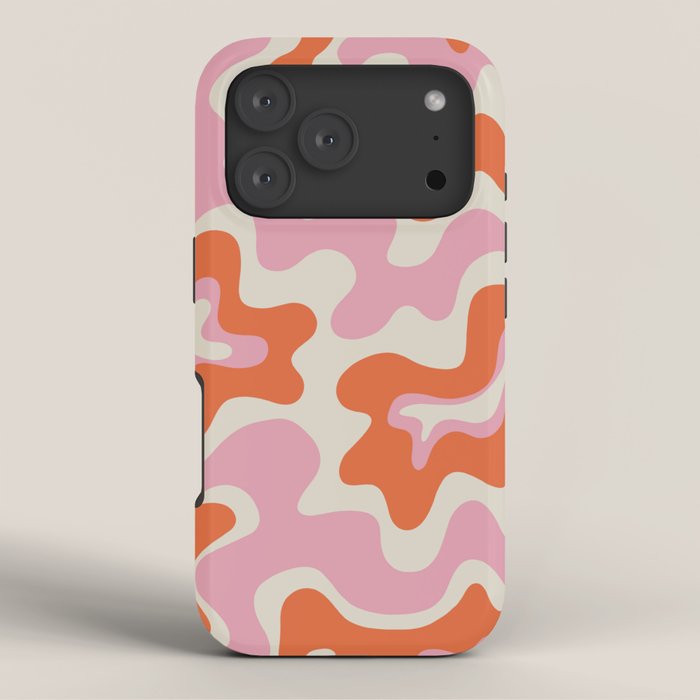 Pink and orange retro style liquid swirls iPhone Case Gallery Image 3
